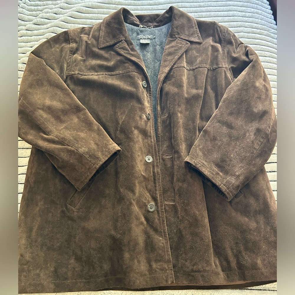 J Crew Suede Leather Wool Coat